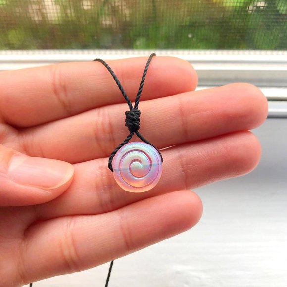 Pink Aura Spiral Shell Necklace/Choker - Picture 4 of 5